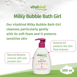 Vitalkind Girl Milky Bubble Bath | Fun & Gentle Foam — 200ml