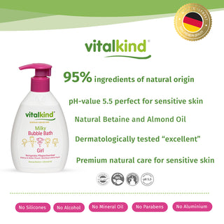 Vitalkind Girl Milky Bubble Bath | Fun & Gentle Foam — 200ml