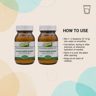 Sanatur Coconut Water Powder bundle with usage guidance