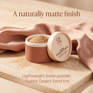 GRN Desert Sand powder, lightweight texture and naturally matte finish