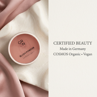 GRN Pink Watermelon blush with Made in Germany, COSMOS Organic and Vegan text