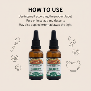 Sanatur sea buckthorn pulp oil with usage information