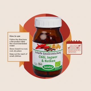 Sanatur Chilli Ginger and Cloves product label use and storage guidance