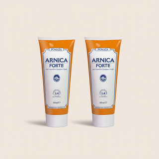 Two front-facing Arnica Forte Ointment 100ml tubes by Erboristeria Magentina