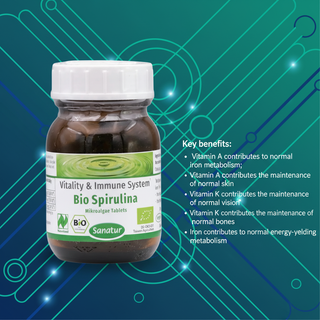 Sanatur BioSpirulina Naturland authorised vitamin A vitamin K and iron benefits