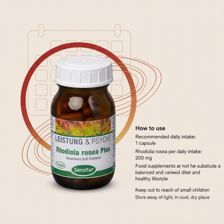 Sanatur Rhodiola Rosea Plus daily intake and storage guidance