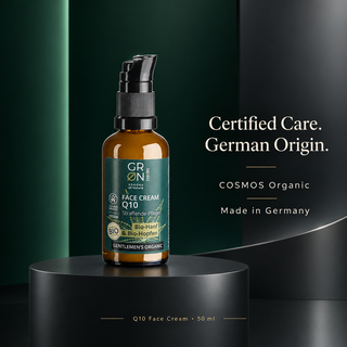 GRN Q10 face cream COSMOS Organic certification and Made in Germany