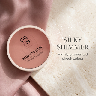 GRN Pink Watermelon blush with silky shimmer and highly pigmented cheek colour benefits