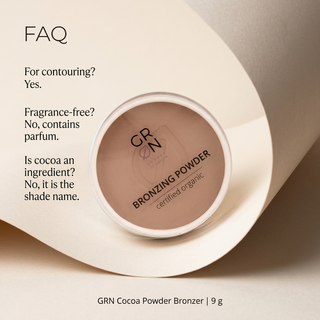 GRN Cocoa Powder bronzer FAQ about contouring, fragrance and the shade name