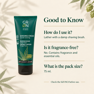 GRN shaving cream FAQ: shaving brush use, fragrance and 75 ml size