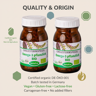 Sanatur Omega-3 from Plants product with organic quality information