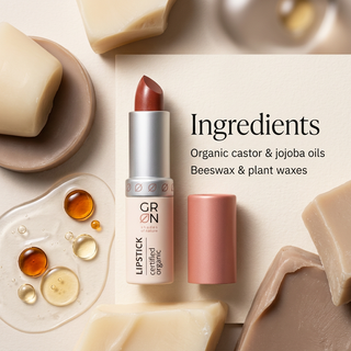 GRN Pine Cone lipstick with organic castor and jojoba oils, beeswax and plant waxes