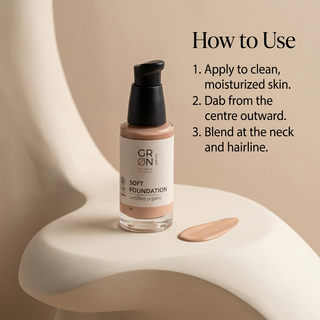 GRN Soft Foundation 03 application dab from centre outward and blend at neck and hairline