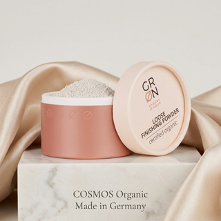 GRN Snow White powder with COSMOS Organic and Made in Germany text