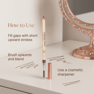 GRN Coffee eyebrow pencil filling blending and sharpening instructions